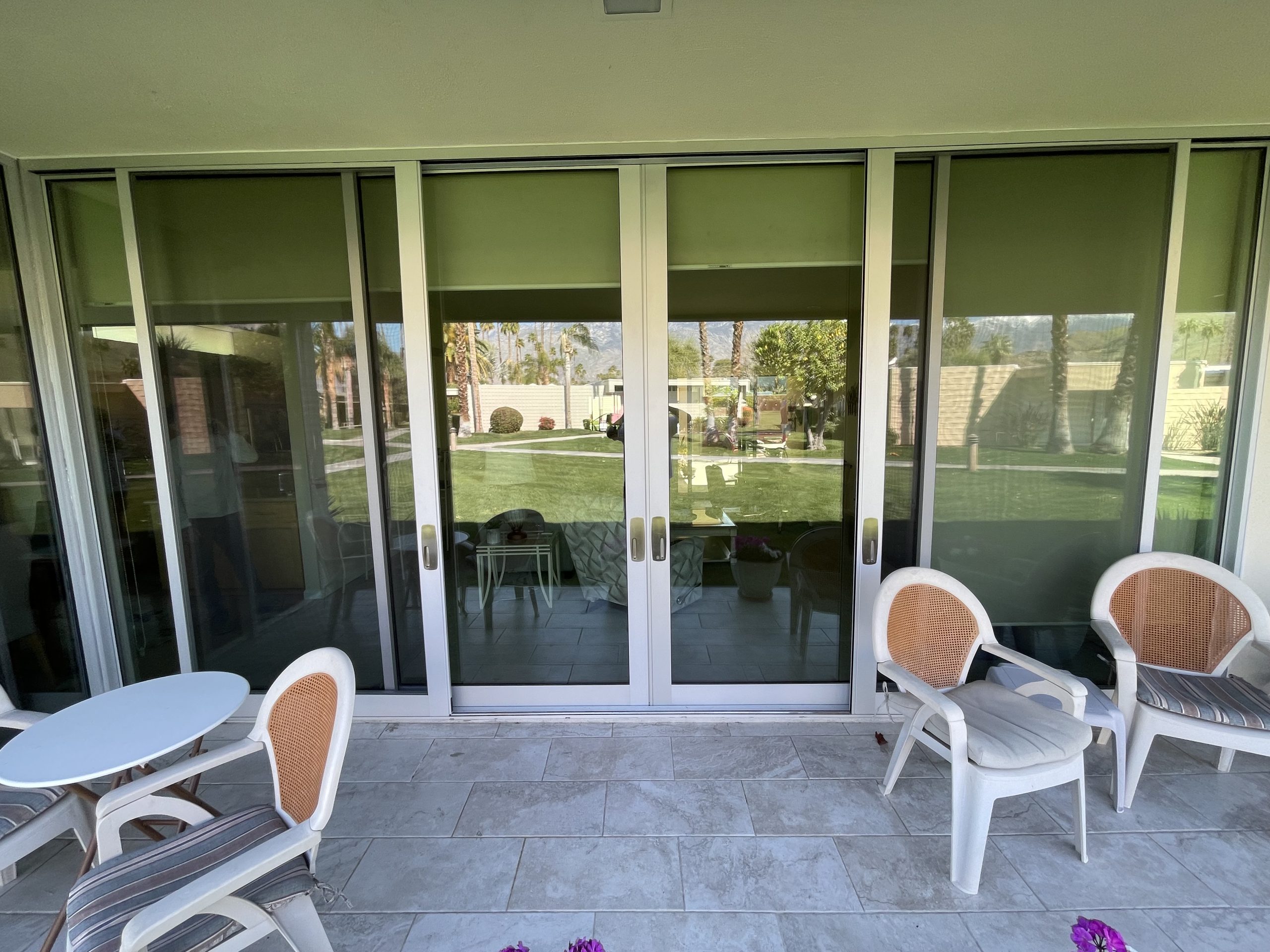 Mid-century modern sliding patio doors in Palm Springs, CA